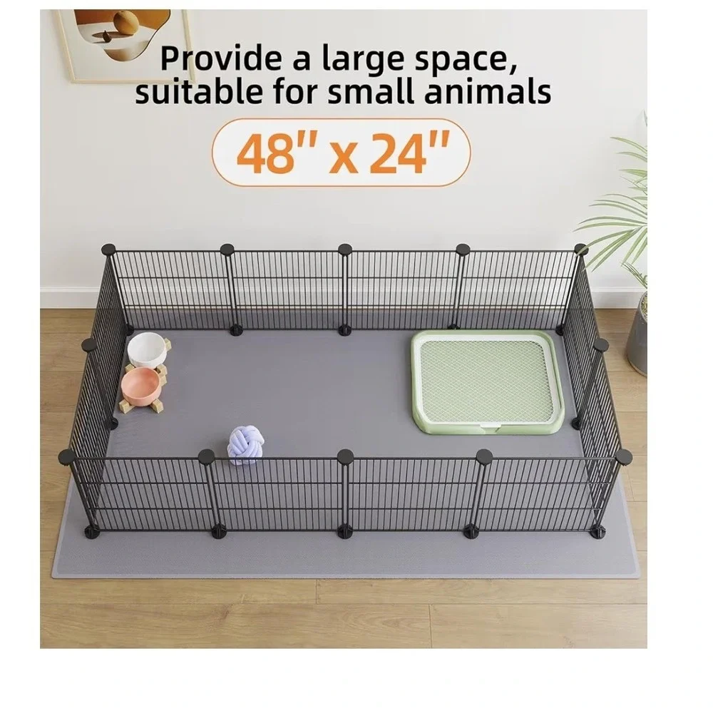 LURIVA DIY Small Animal Playpen 12 Panels Black Metal Wire Pet Fence 15x12 O4